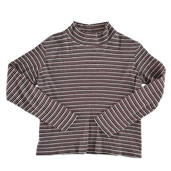 Vintage striped mock turtleneck tee - Picture 1 of 7